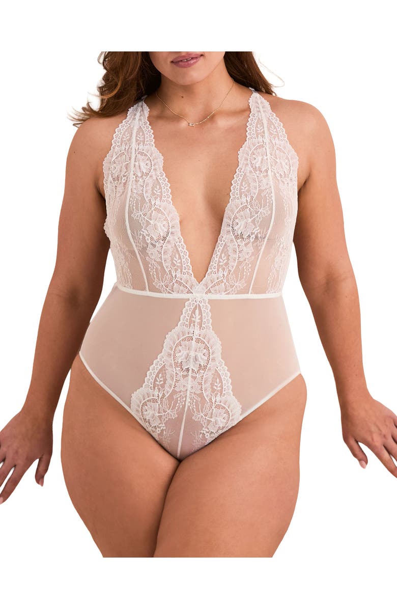 Adore Me Talia Bodysuit Lingerie, Main, color, White