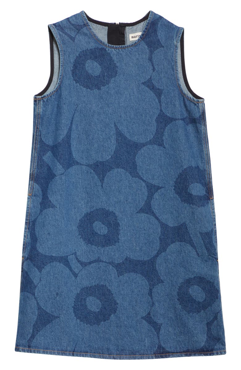 Marimekko Maridenim Somasti Unikko Denim Minidress, Alternate, color, Mid Indigo