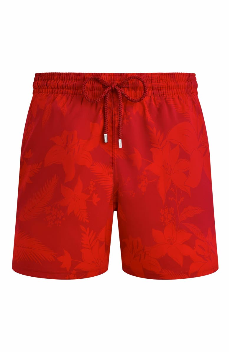 Vilebrequin Men's Flower Power Stretch Short Swim Shorts, Alternate, color, Lipstick
