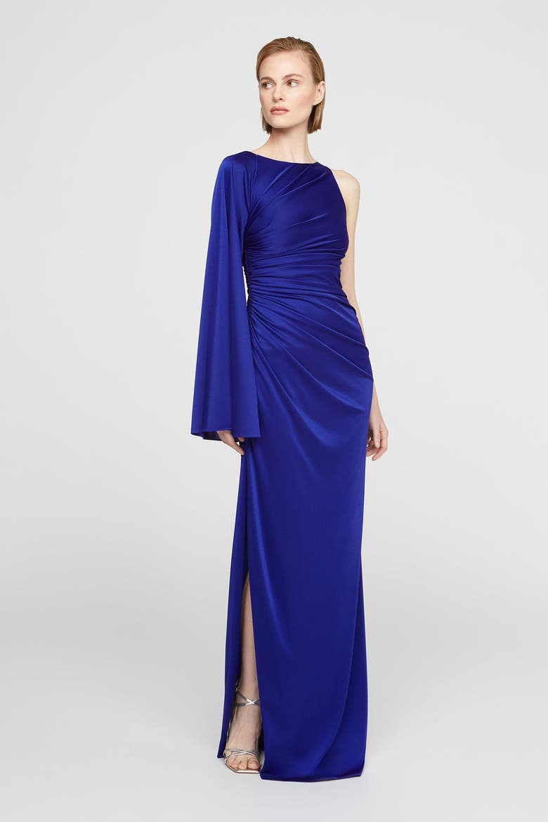 Elyssia Jersey Gown, Alternate, color, Sapphire Stone