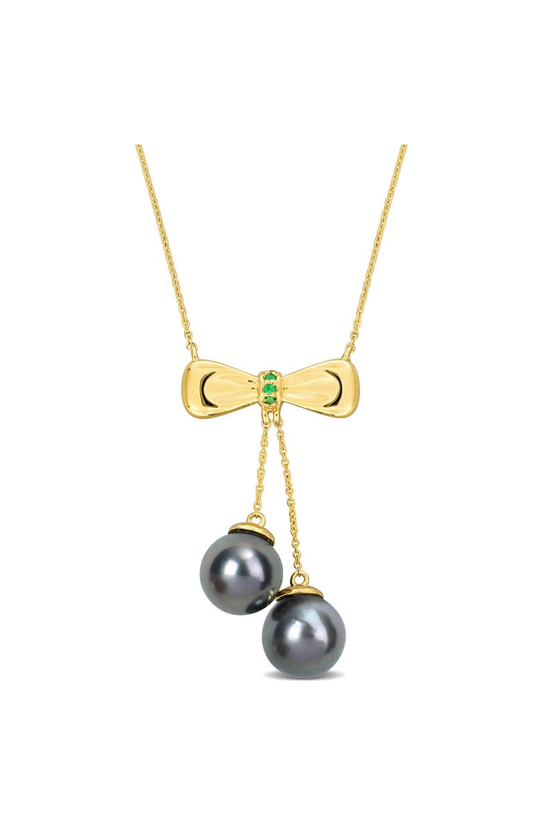 Julianna B. Tahitian Pearl & Gem Bow Drop Necklace 10k, Main, color,