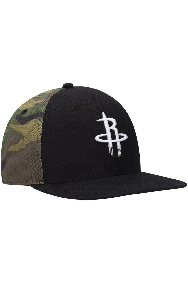 Men's '47 Black/Camo Houston Rockets Bramble Captain Snapback Hat, Alternate, color, Black