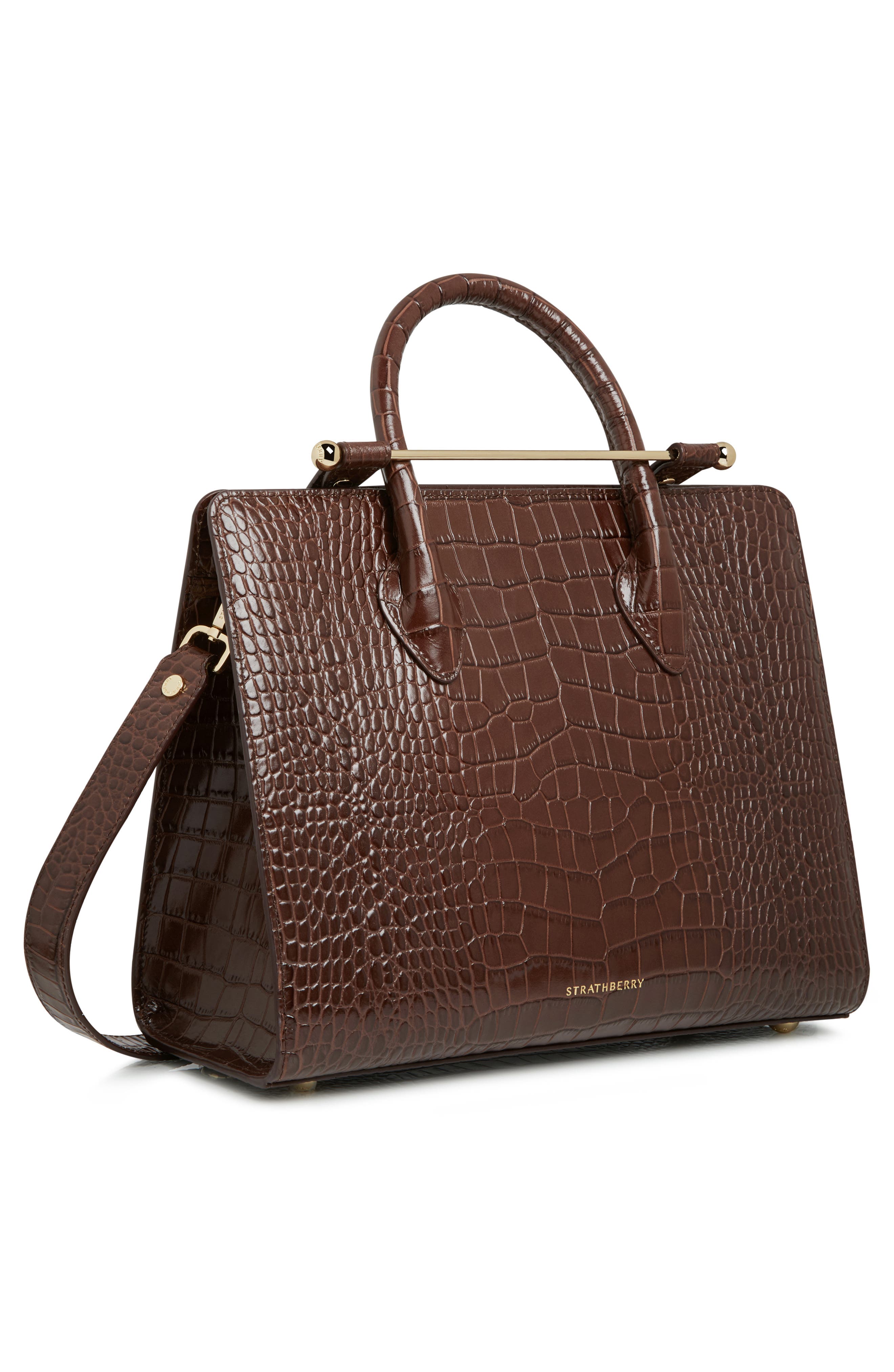 Strathberry Midi Croc Embossed Leather Tote, Alternate, color, 