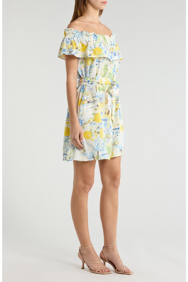Amalfi Coast Off the Shoulder Minidress, Alternate, color, BLUE MULTI