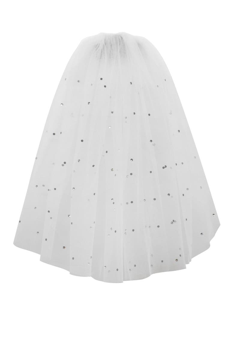 Sparkling Short Wedding Veil, Main, color, White