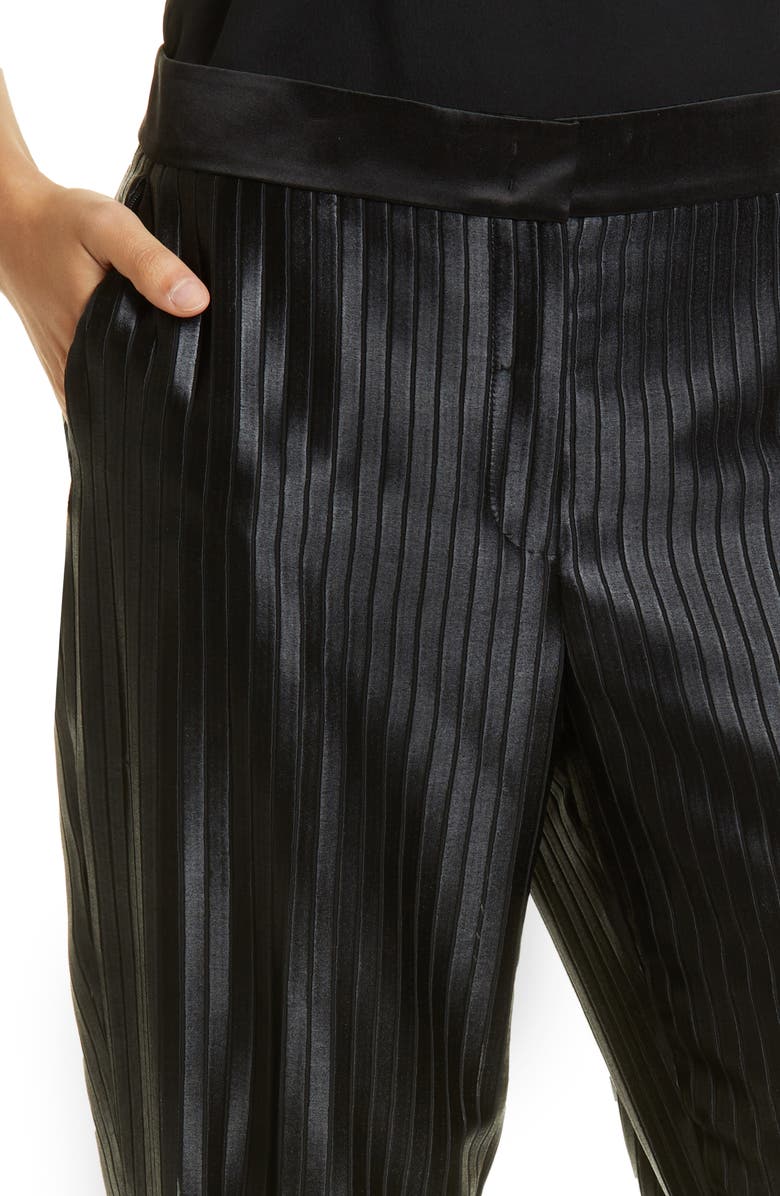 Akris Carl Embroidered Stripe Satin Pants, Alternate, color, 