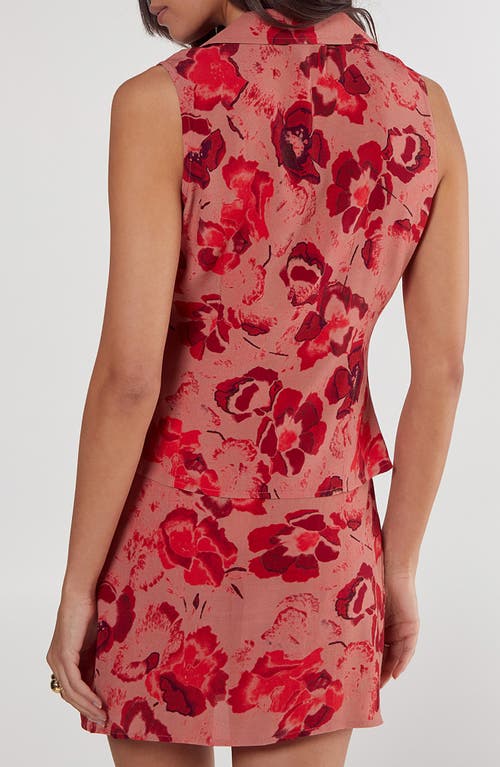 Nasty Gal Floral Print Tie Front Vest In Pink