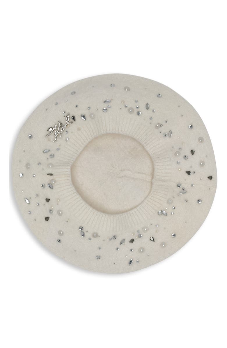 KARL LAGERFELD PARIS Scattered Crystal Beret, Alternate, color, Ivory