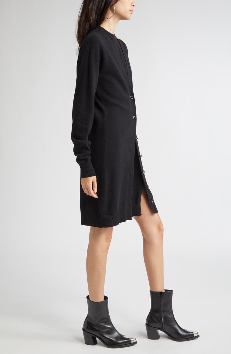 Rabanne Layered Look Wool Blend Sweater Dress, Alternate, color, Black
