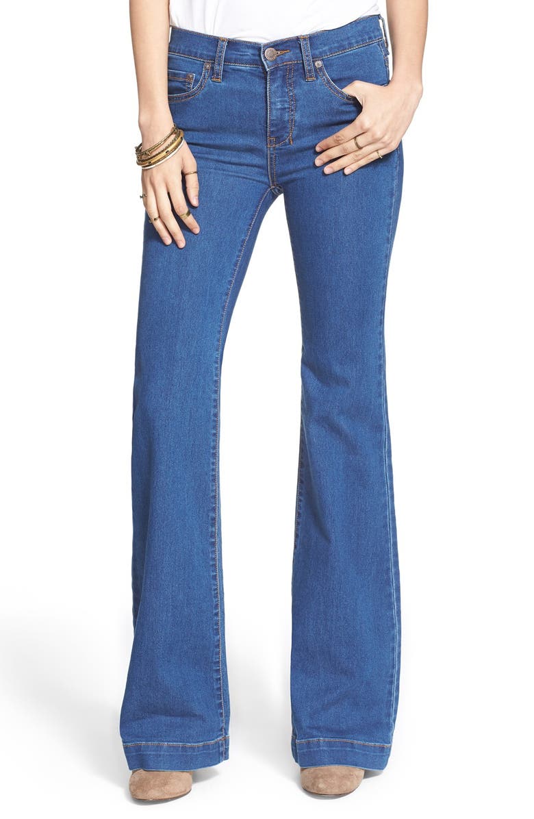 Free People Stretch Mid Rise Flare Jeans, Main, color, 