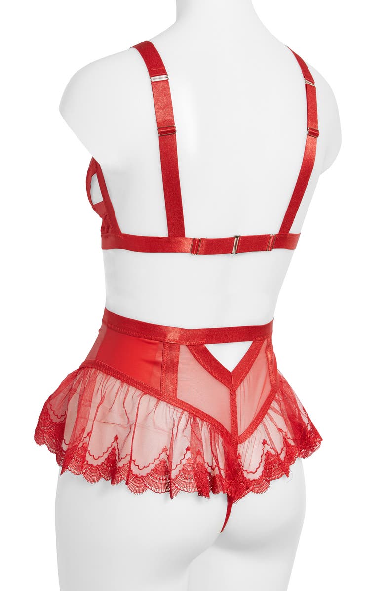 Ann Summers Extrovert Open Cup Bra & Skirted Panties Set, Alternate, color, 