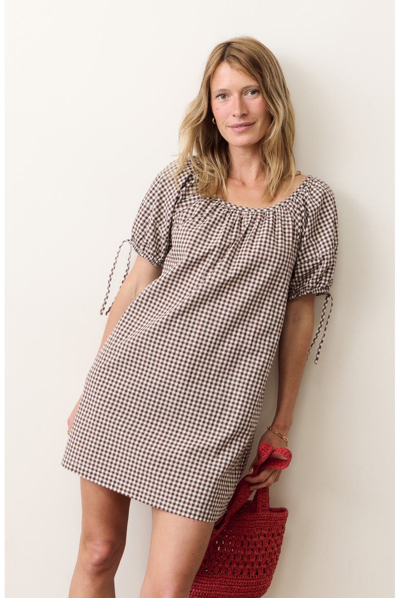 Aleca Gingham Pima Cotton Minidress, Alternate, color, CHOCOLATE GINGHAM