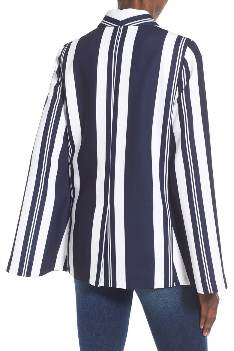 Stripe Cape Blazer, Alternate, color, NAVY