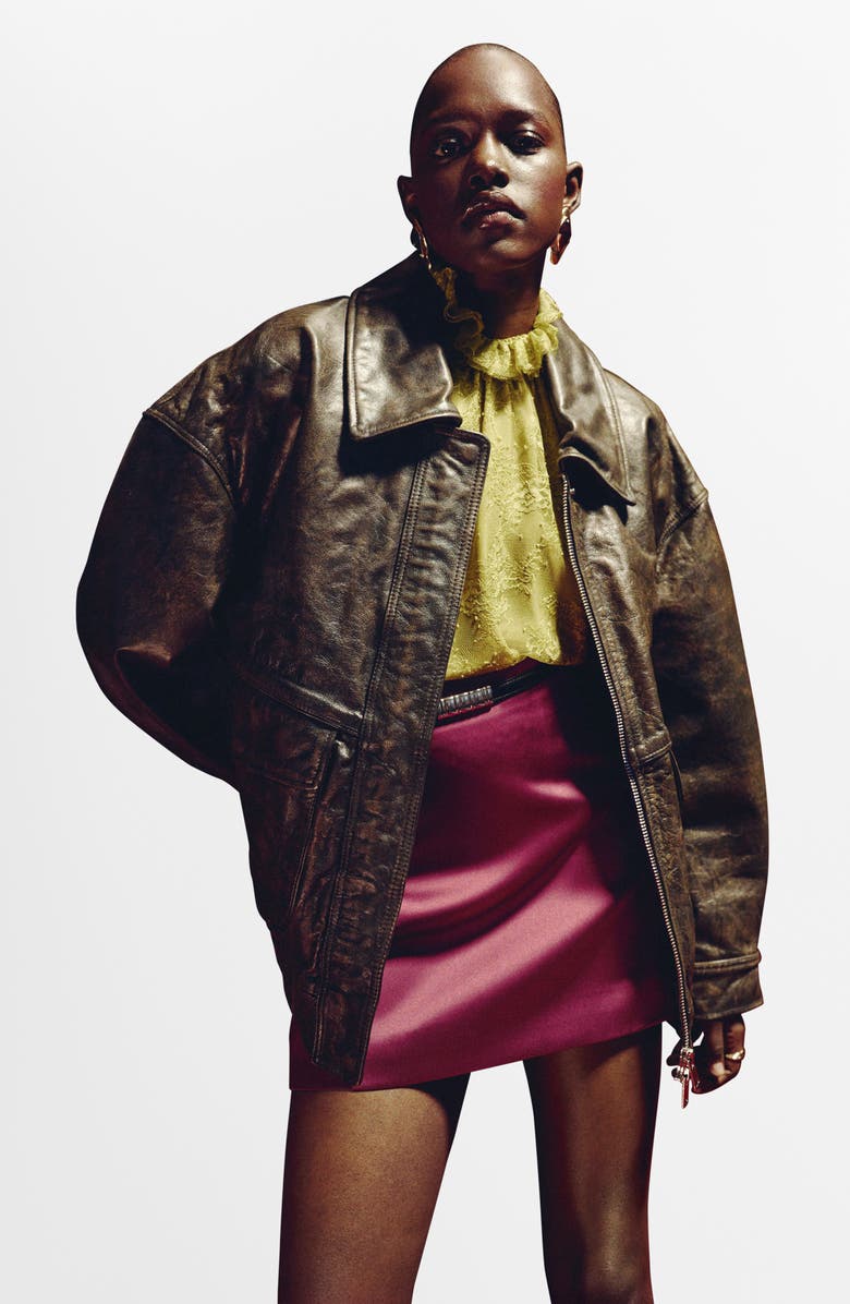 MANGO Ruffle Collar Lace Top, Alternate, color, 