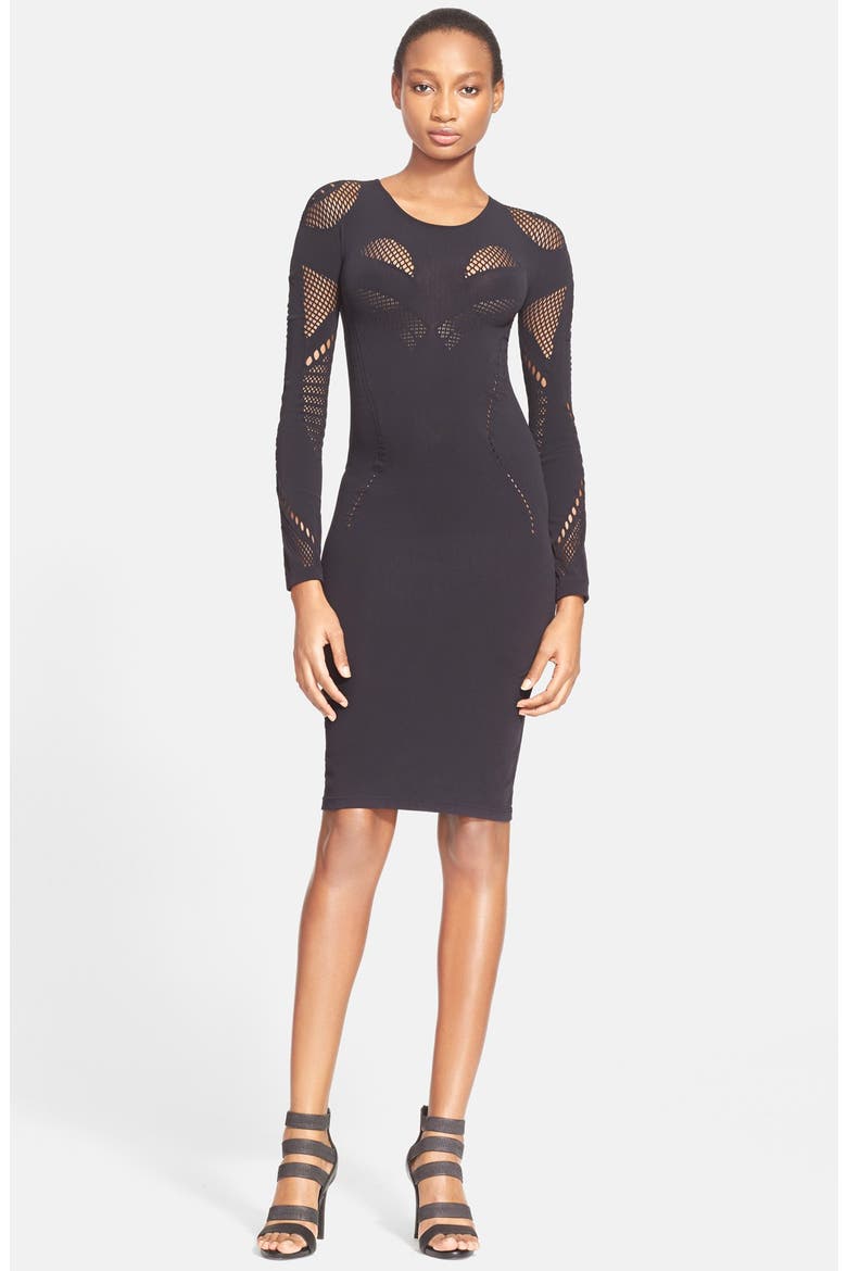 by Alexander McQueen Mesh Dress, Main, color, DARKEST BLACK
