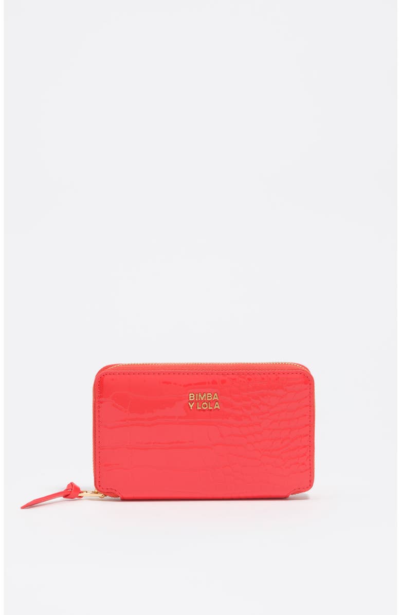 Bimba y Lola Textured Wallet, Main, color, Bright Coral