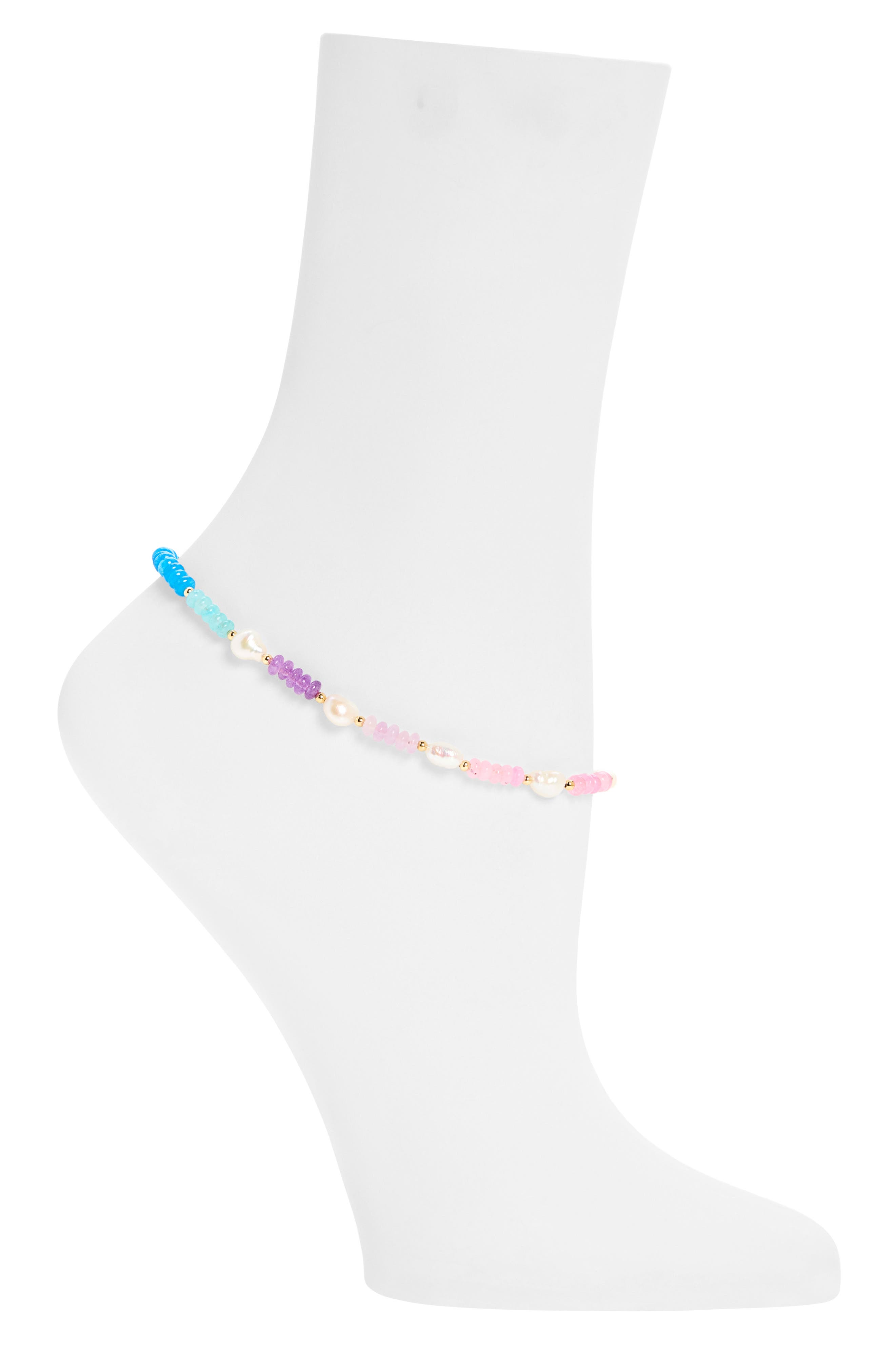 Stone & Cultured Pearl Anklet