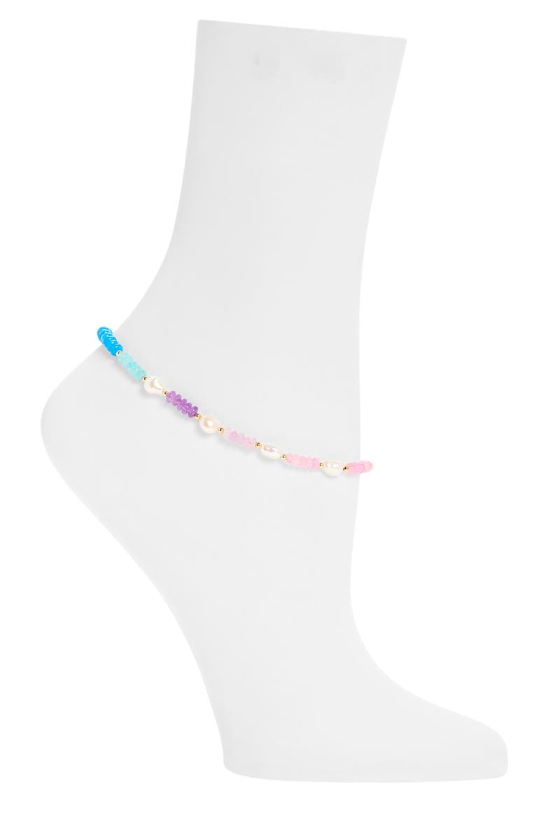Stone & Cultured Pearl Anklet, Main, color, MULTI