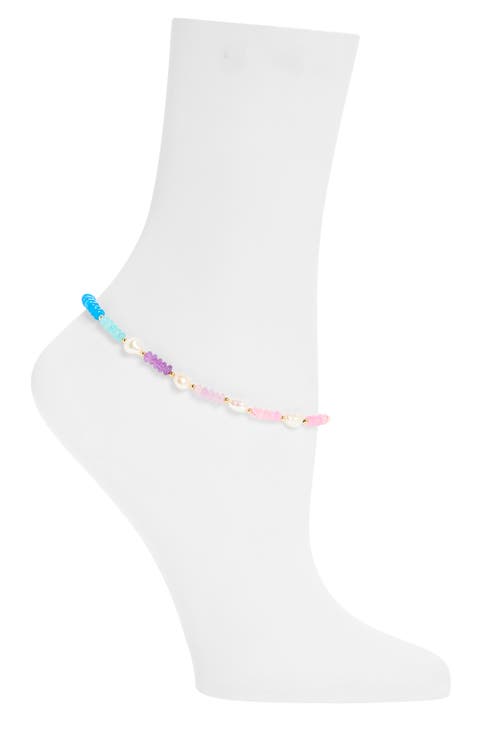 Stone & Cultured Pearl Anklet