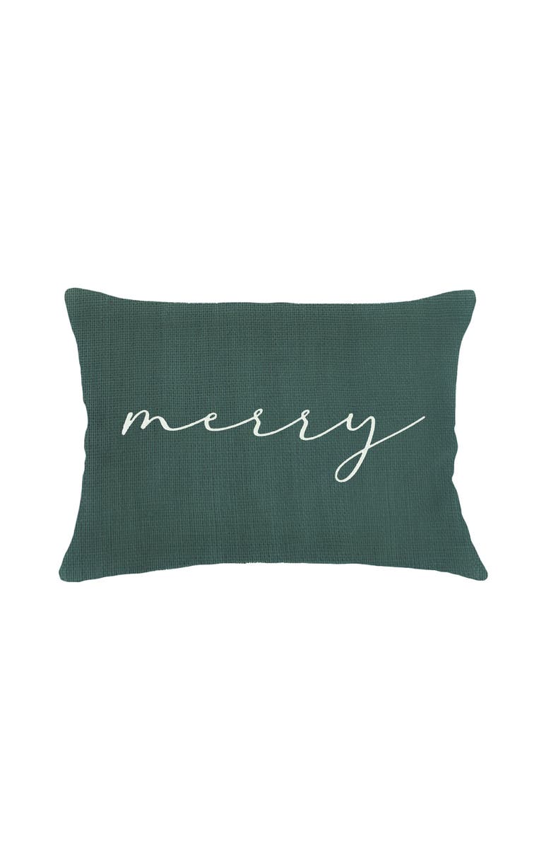 Anaya Merry Linen Pillow with Down Insert, Main, color, Green