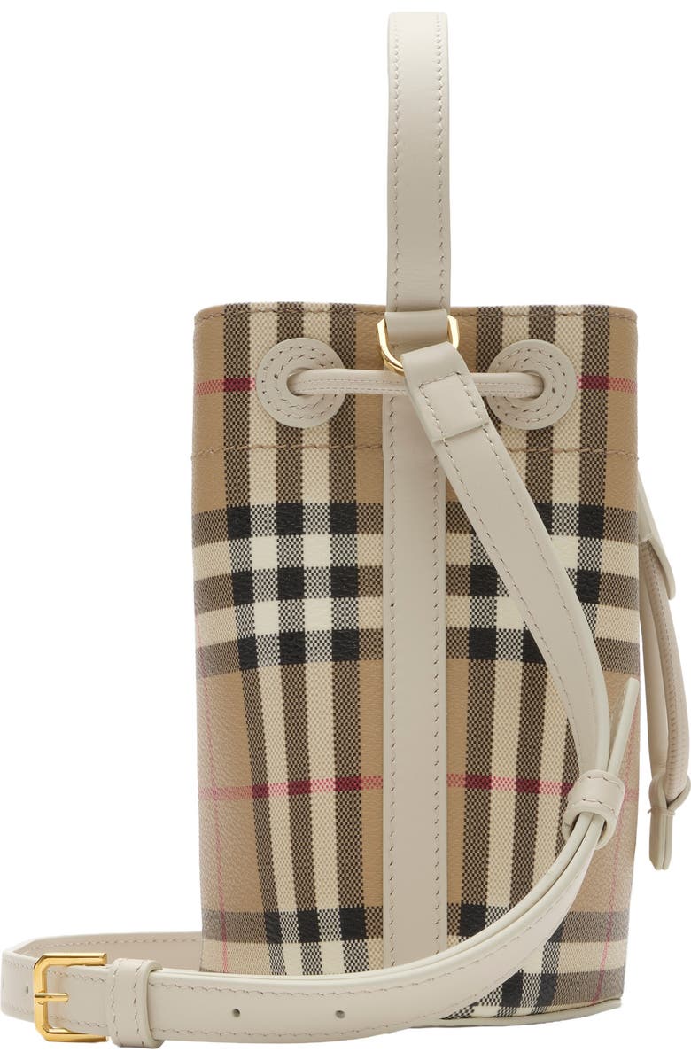 Burberry Mini Check Bucket Bag, Alternate, color, Archive Beige/Soap Beige