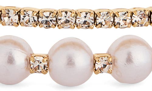 NORDSTROM RACK NORDSTROM RACK CUBIC ZIRCONIA & PEARL TRIPLE ROW CUFF BRACELET