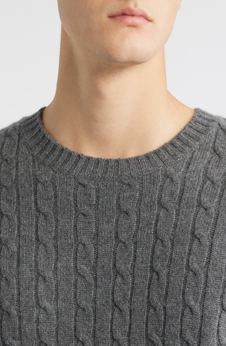 FRAME Cabled Cashmere Crewneck Sweater, Alternate, color, Charcoal