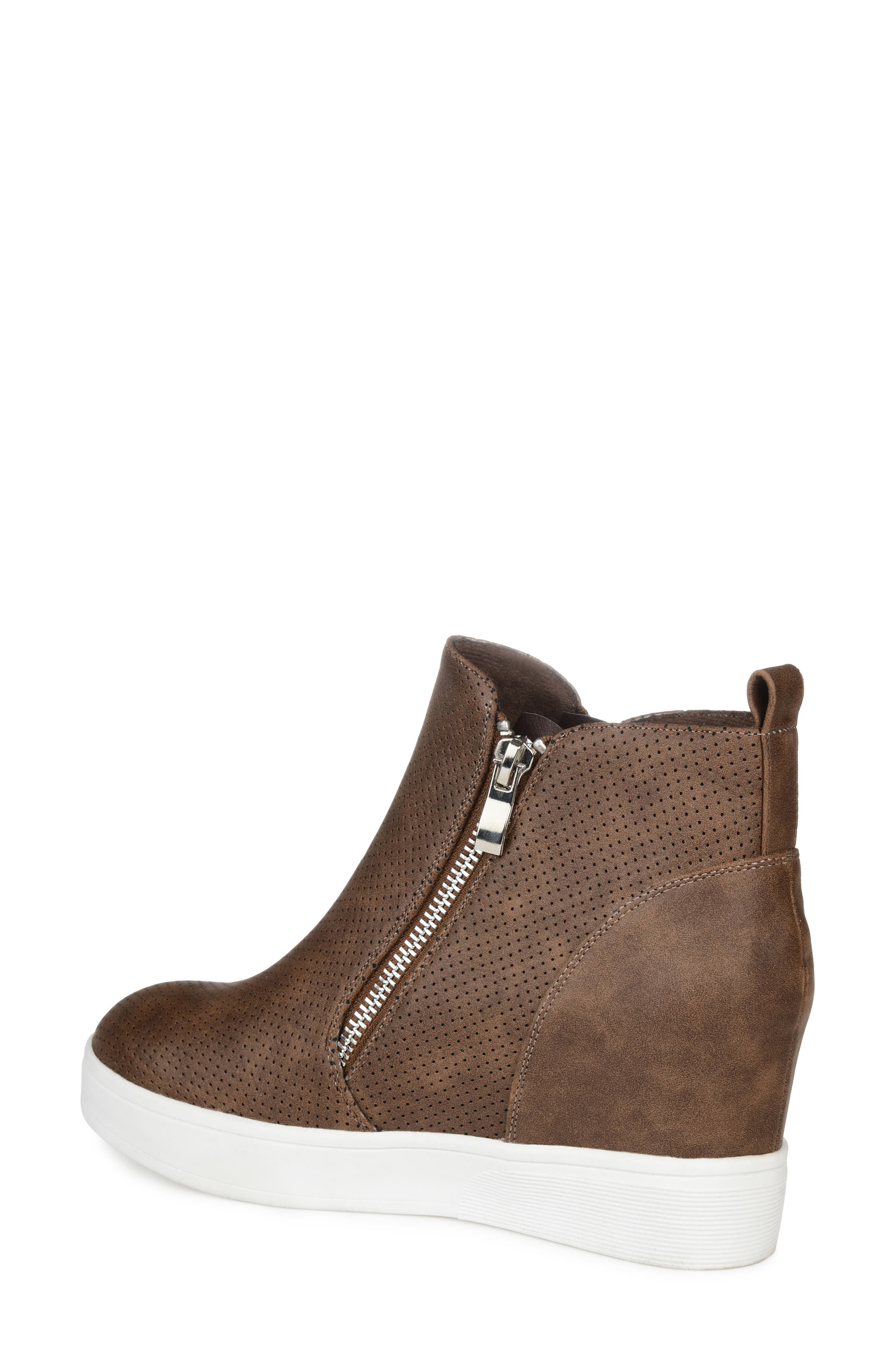 Journee Collection JOURNEE Pennelope Wedge Heel Sneaker, Alternate, color, Brown