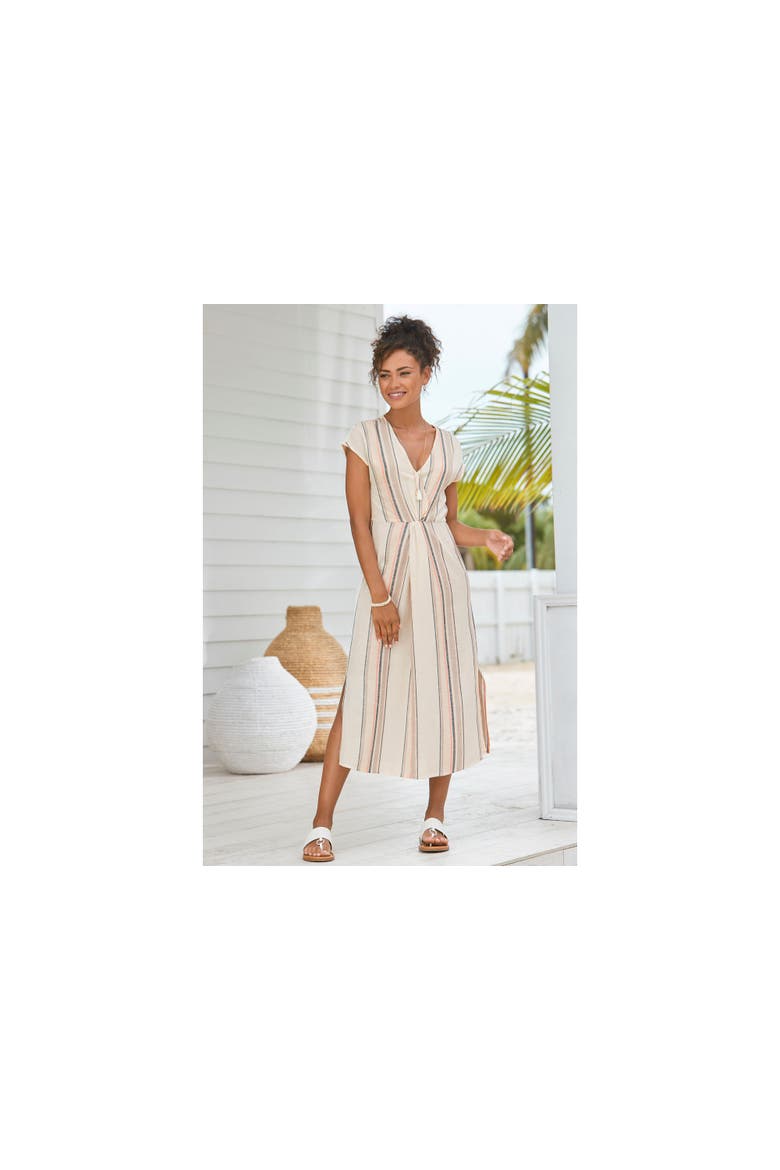 Women's Striped V-Neck Dress, Alternate, color, Multi Striped