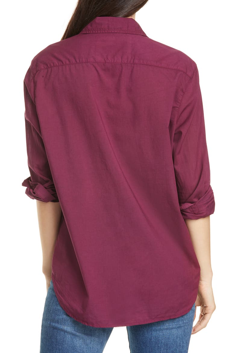 Eileen Relaxed Button-Up Shirt, Alternate, color, BERRY LIGHT POPLIN