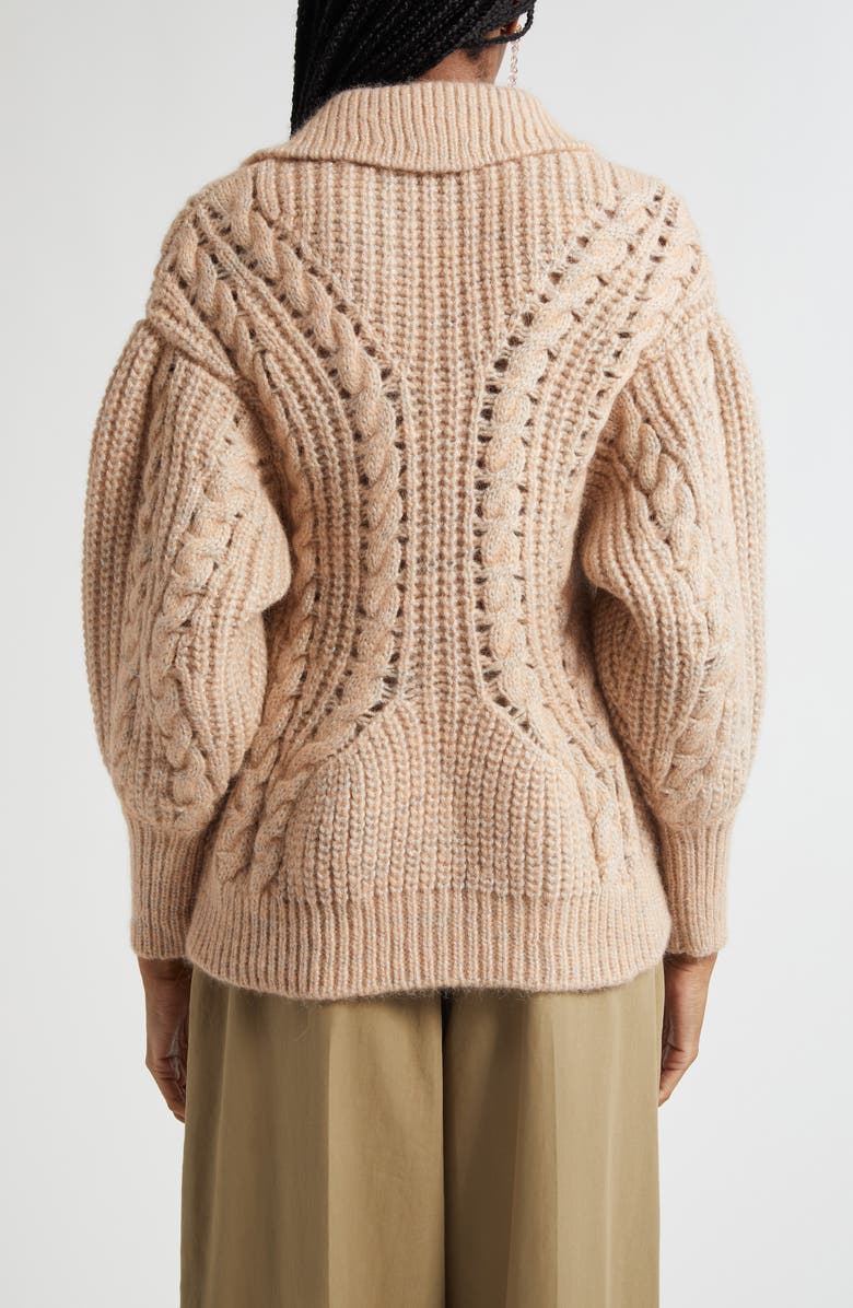 Simone Rocha Sculpted Cable Knit Cardigan, Alternate, color, Rose/ Pearl