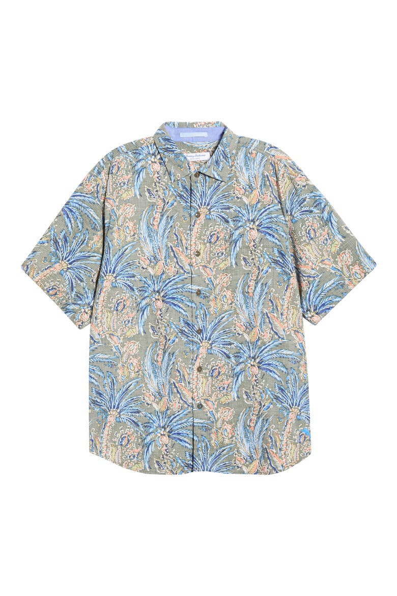 Nova Wave Fiera Fronds Short Sleeve Cotton Blend Seersucker Button-Up Shirt, Alternate, color, PALM MOSS