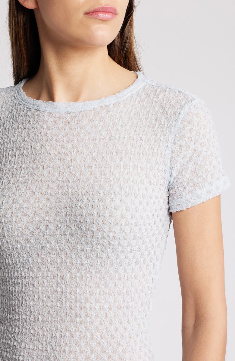 FRAME Textured Semisheer Mesh T-Shirt, Alternate, color, Denim Blue