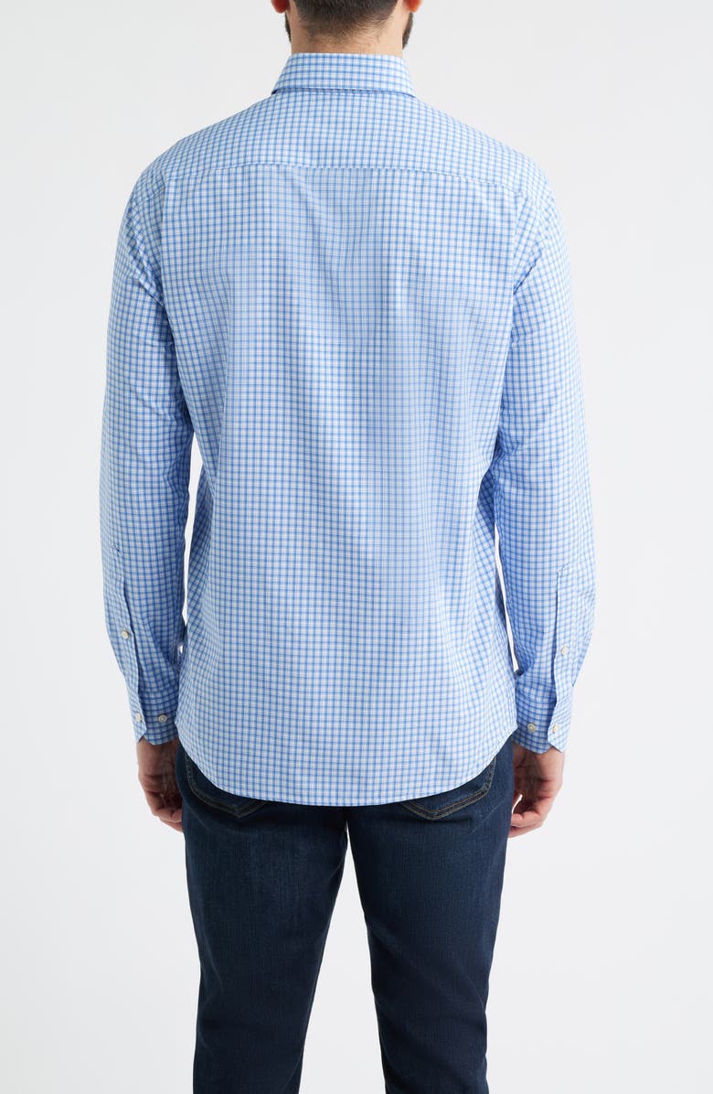 Peter Millar Bienville Tailored Fit Shadow Check Performance Poplin Button-Down Shirt, Alternate, color, Dusk Blue
