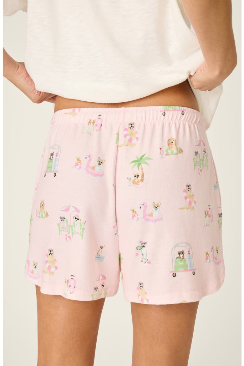 Pupcation Palms Pajama Shorts, Alternate, color, LIGHT PINK
