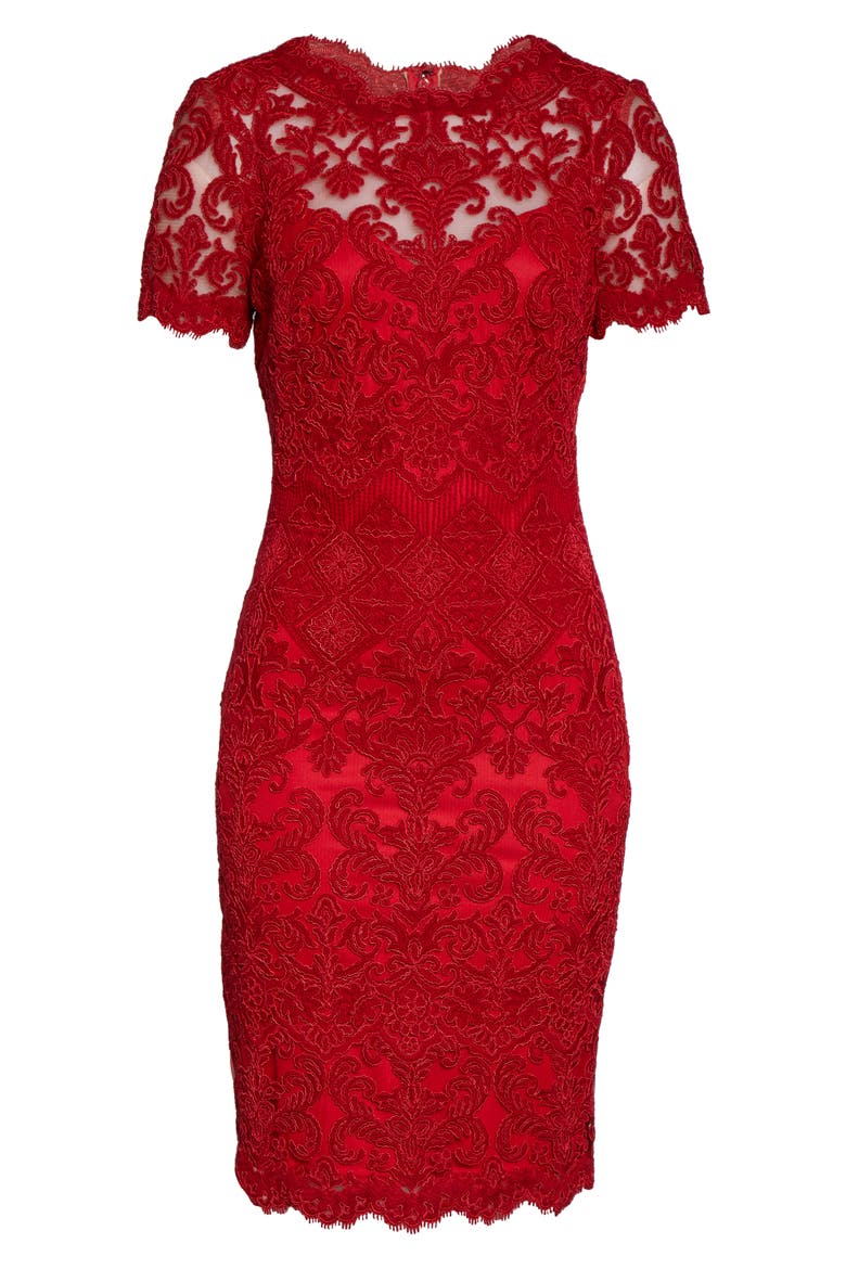 Lace Sheath Dress, Alternate, color, FLAME