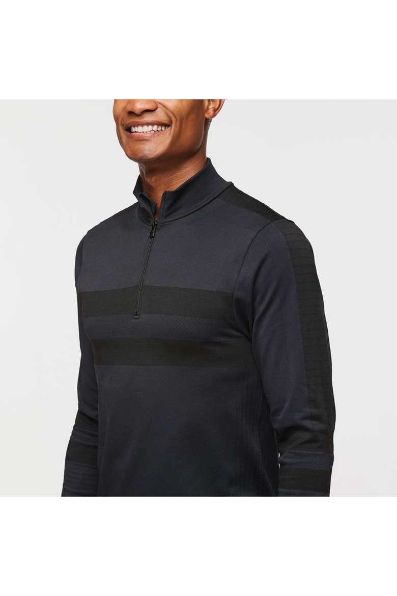 Debajo Seamless Baselayer Quarter-Zip - Men's, Alternate, color, Black Stripes