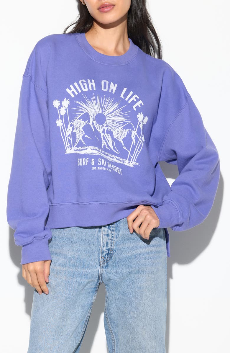 Spiritual Gangster Surf N' Ski Bex Cotton Graphic Sweatshirt, Alternate, color, Astral Blue