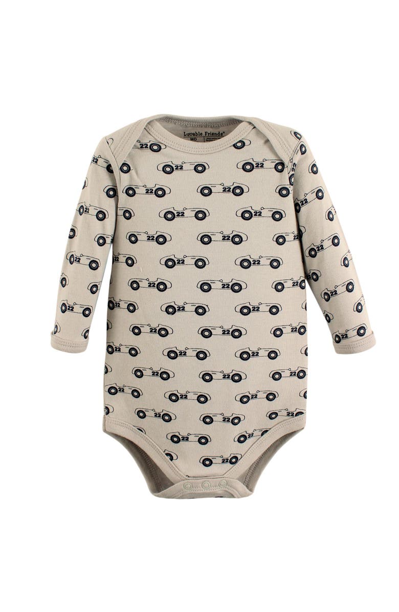 Luvable Friends Cotton Long-Sleeve Bodysuits, Alternate, color, Speedy