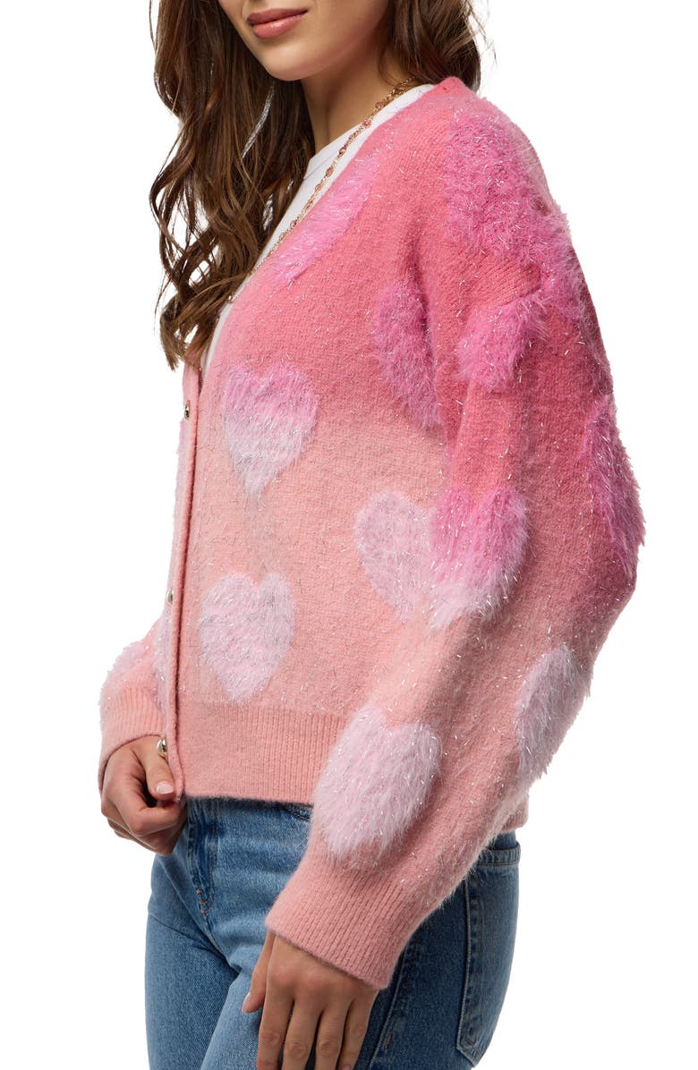 SAACHI Heart Eyelash Cardigan, Alternate, color, Dark Pink