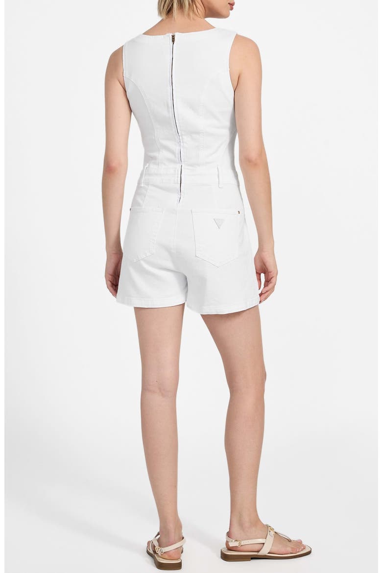 Sunni Denim Romper, Alternate, color, PURE WHITE