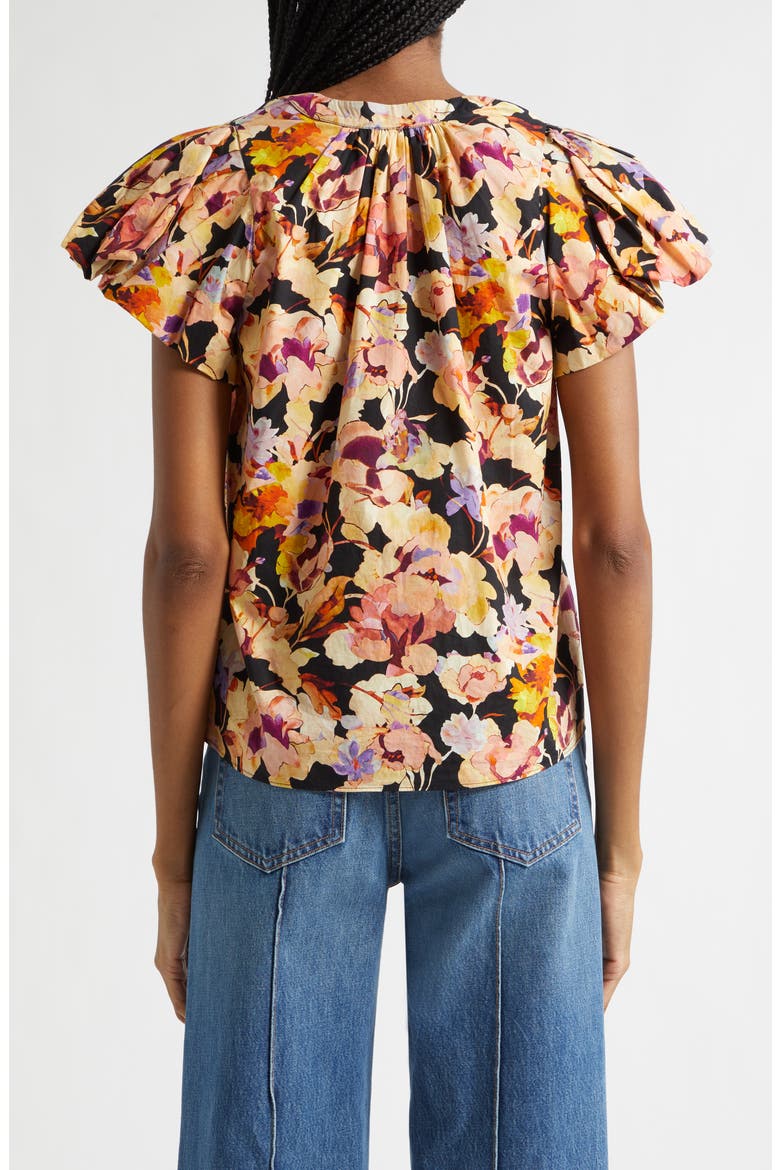Abril Floral Print Puff Sleeve Top, Alternate, color, NIGHT BLOOM
