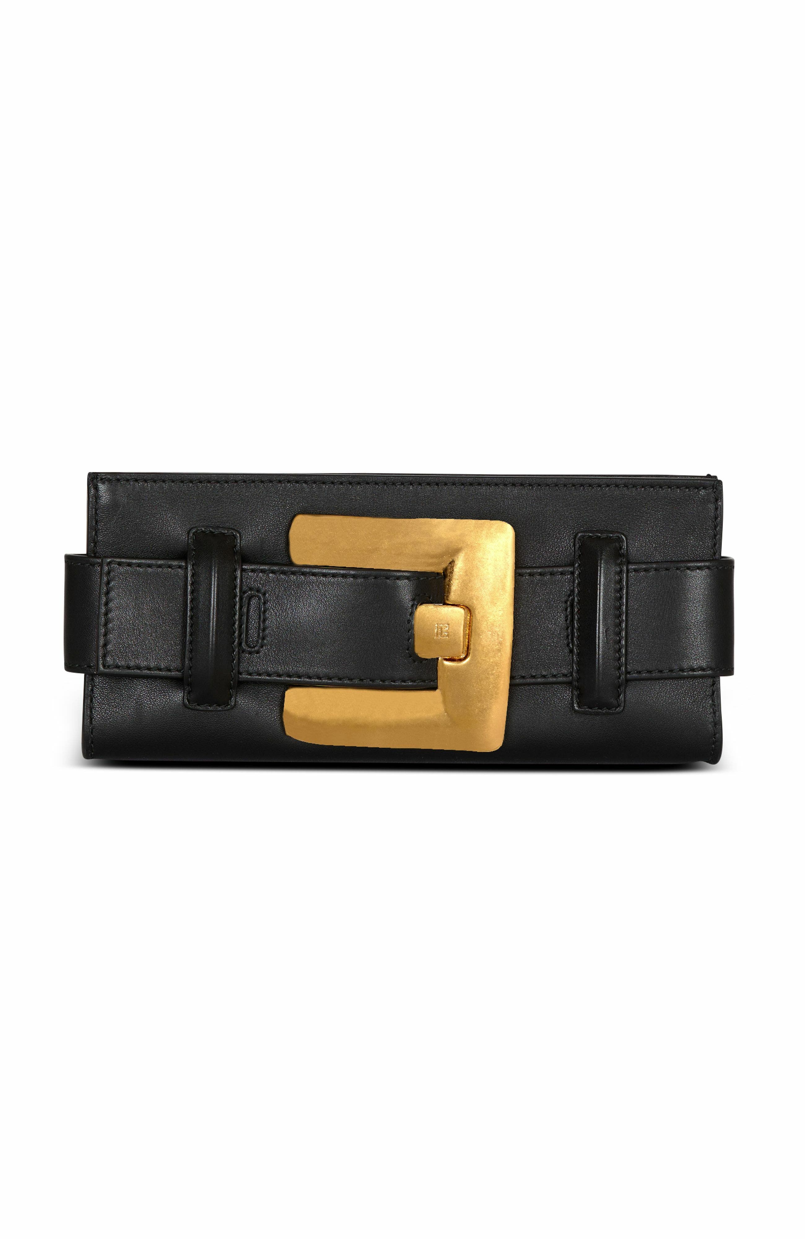 Balmain Anthem Calfskin Leather Clutch, Main, color, 