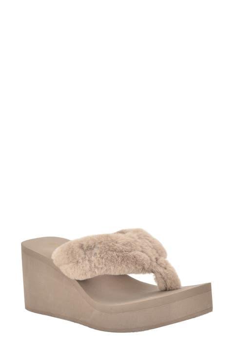 Sabinn Faux Fur Wedge Sandal