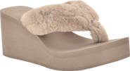 GUESS Sabinn Faux Fur Wedge Sandal