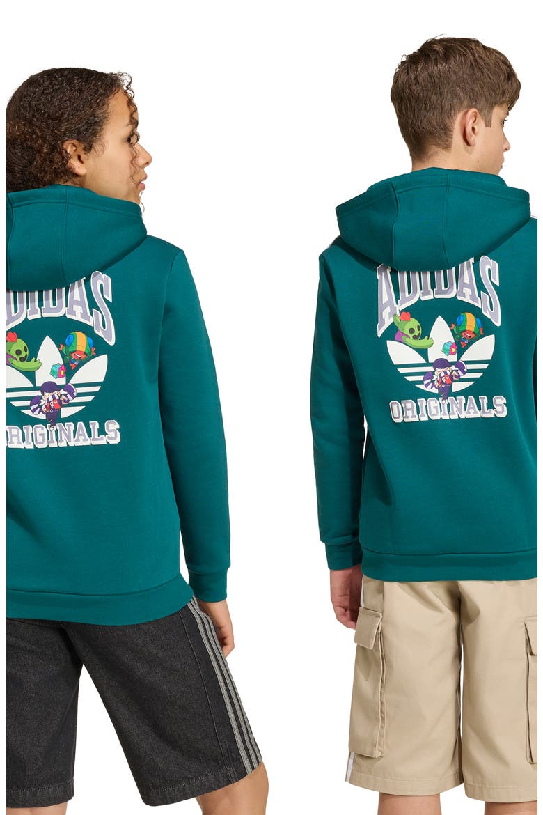 Kids' Adicolor Graphic Hoodie, Alternate, color, RICH GREEN/ BLACK