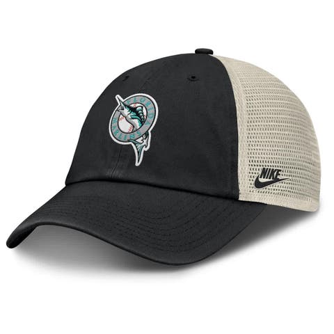 Men's Nike Black/Natural Florida Marlins Cooperstown Collection Club Trucker Adjustable Hat