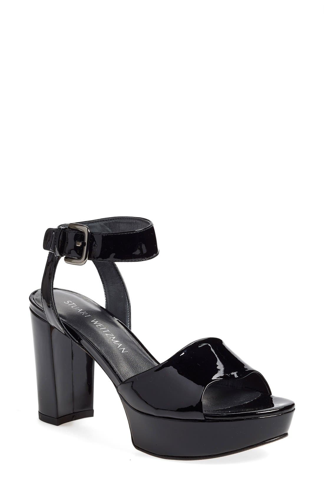 'Real Deal' Platform Sandal, Main, color, BLACK PATENT