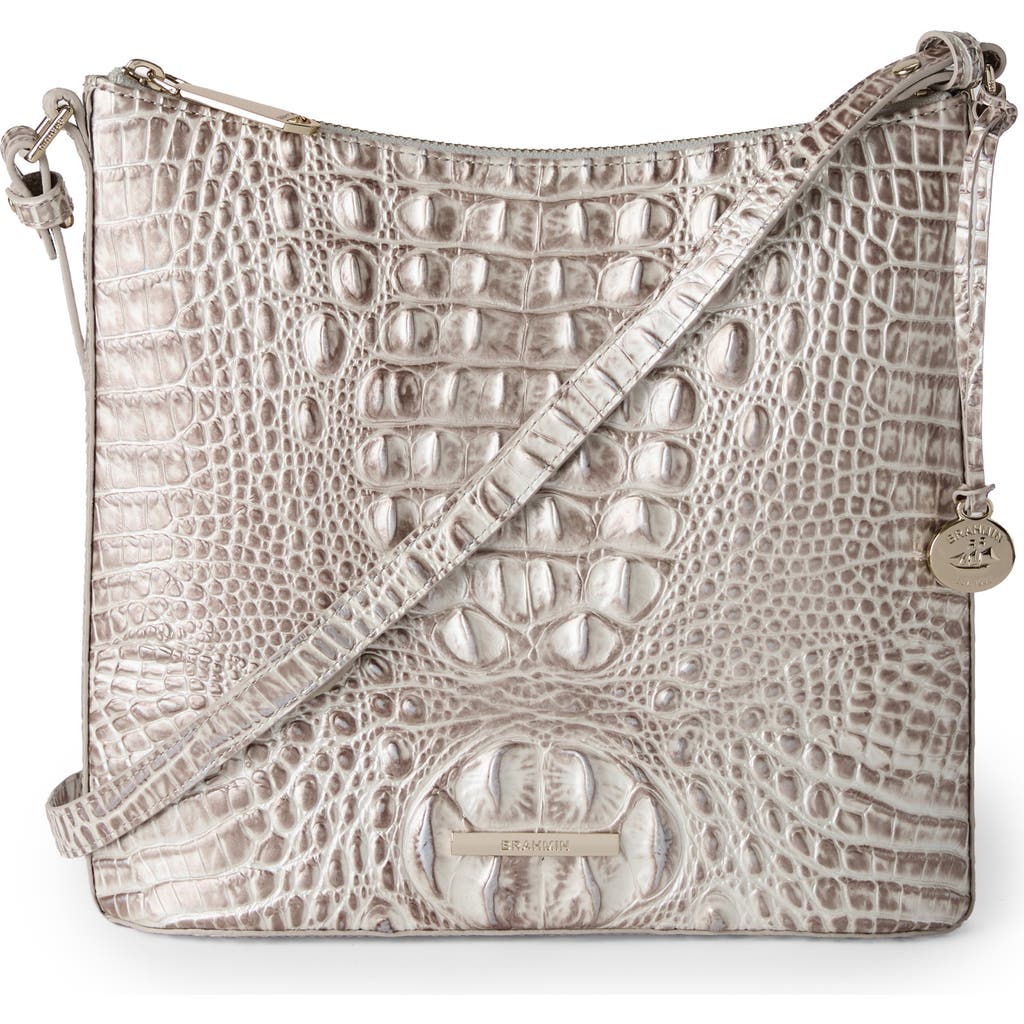 Brahmin Katie Croc Embossed Leather Crossbody Bag In White