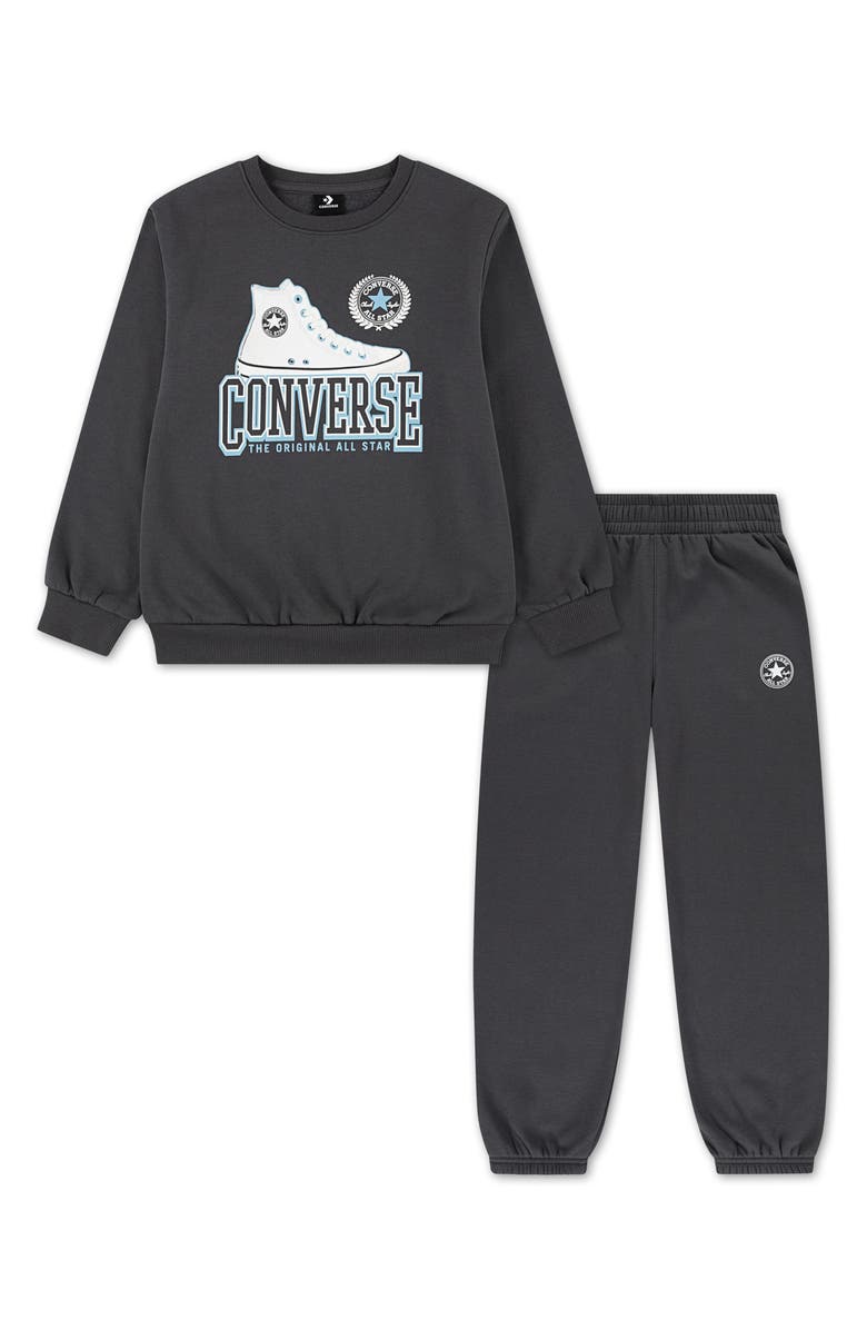 Converse Kids' All Star Shoe Fleece Graphic Sweatshirt & Joggers Set, Main, color, Dark Matter